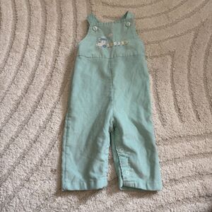 Vintage Embroidered Train Baby Overalls Size 9 Months